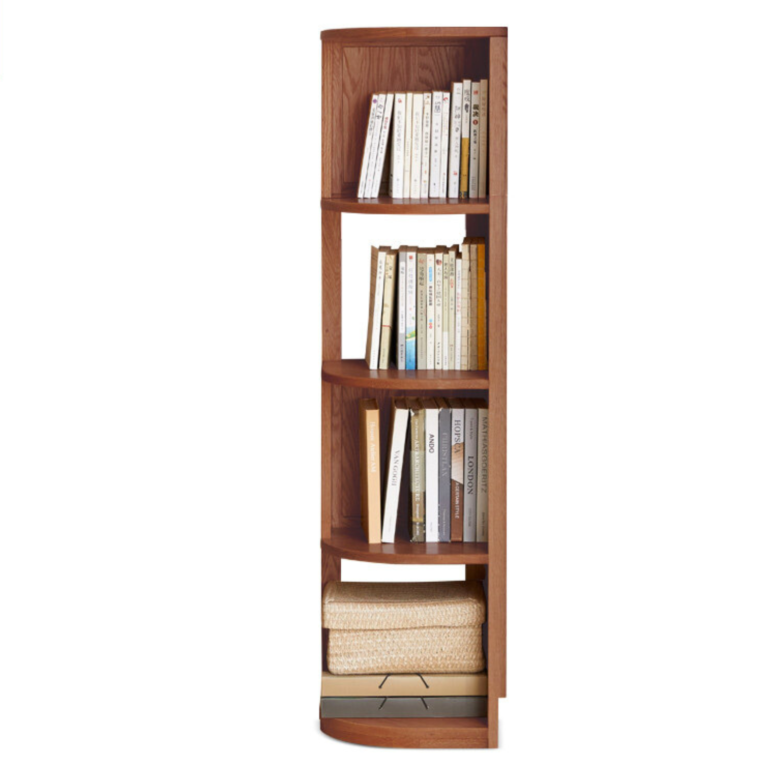 Ash, Oak, Solid RubbberWood Corner Bookshelf