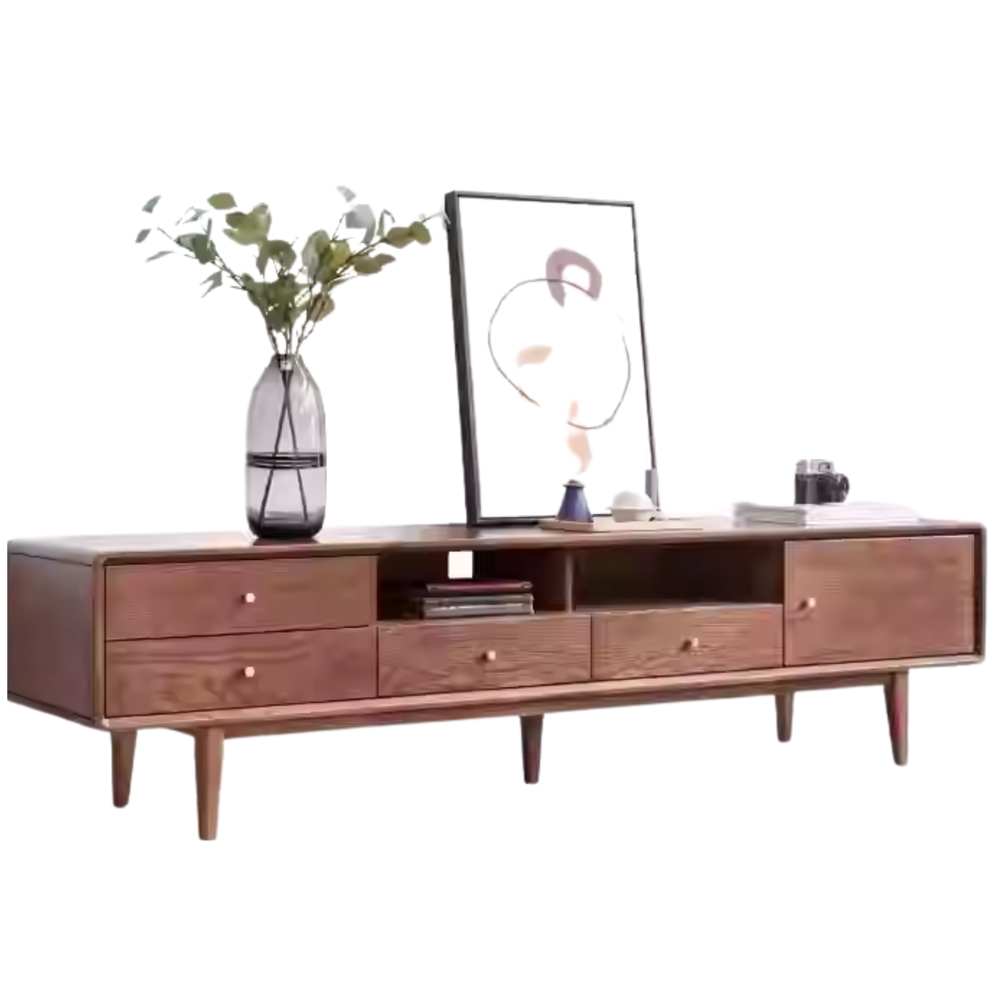 Oak Solid Wood Nordic Floor TV Cabinet.