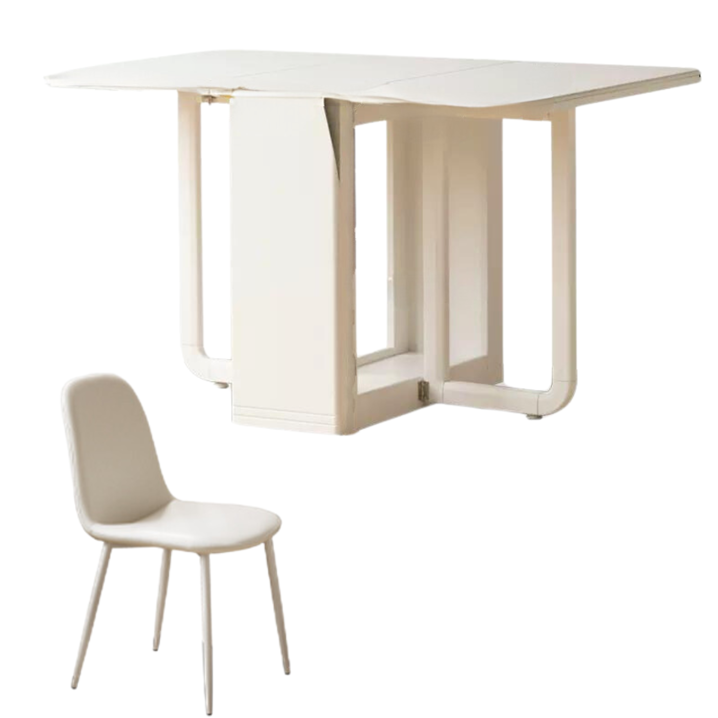 Poplar Solid Wood Cream Wind Rock Slab Folding Dining Table