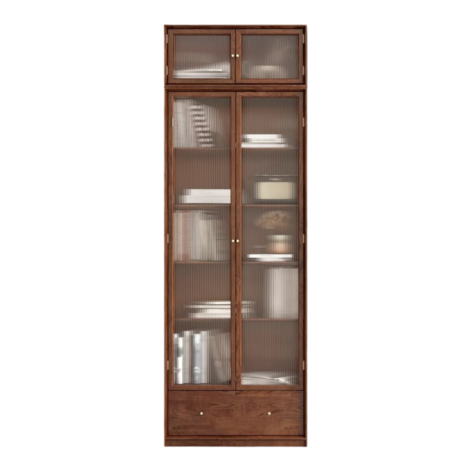 Oak, Ash Solid Wood Modular Bookcase with Glass Doors