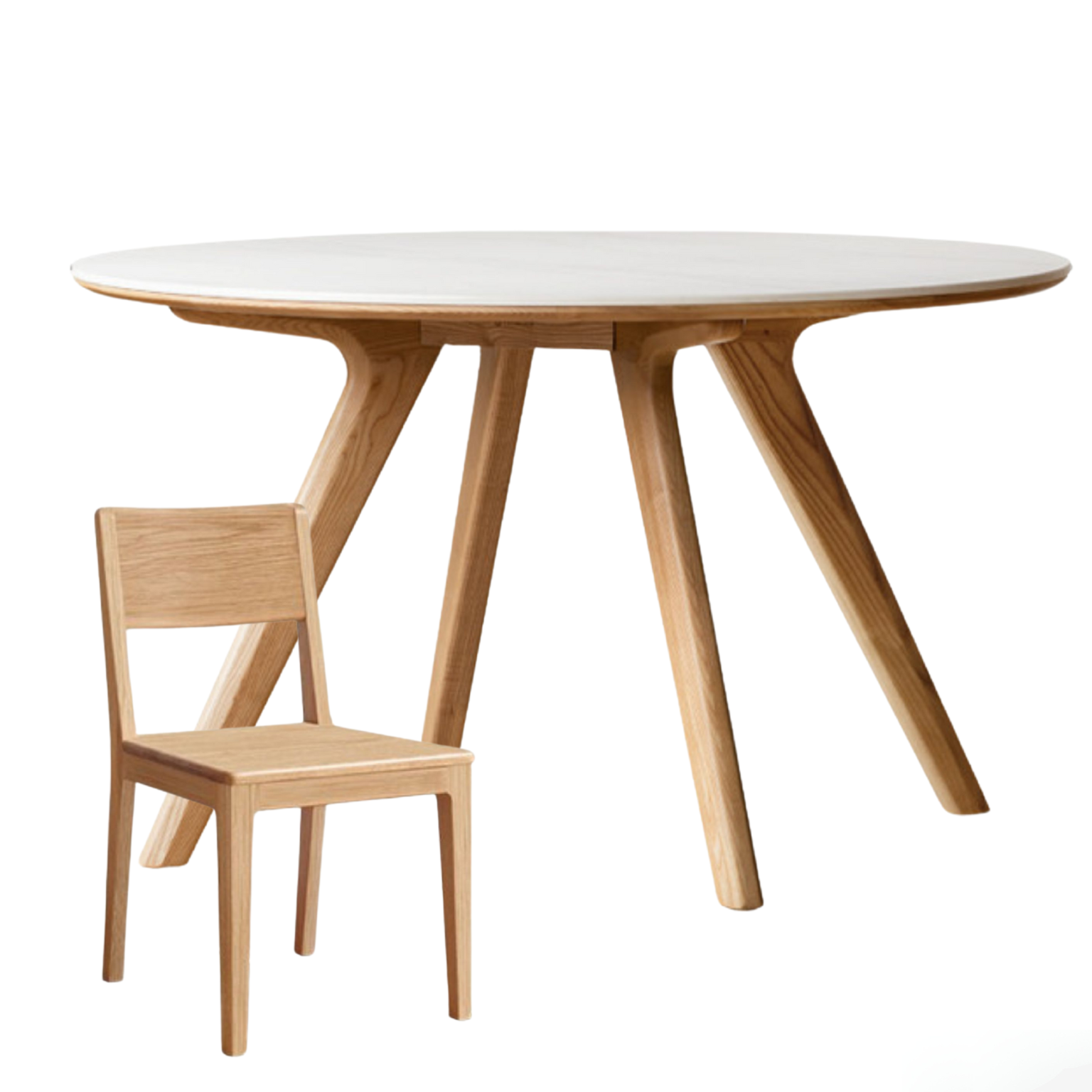 Ash Solid Wood Modern Rock Round Table.