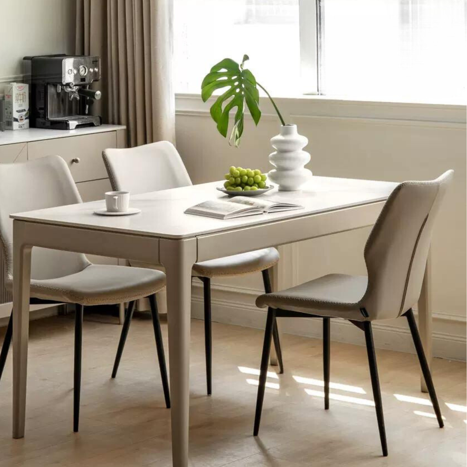 Poplar Solid Wood Light Luxury Slate Dining Table