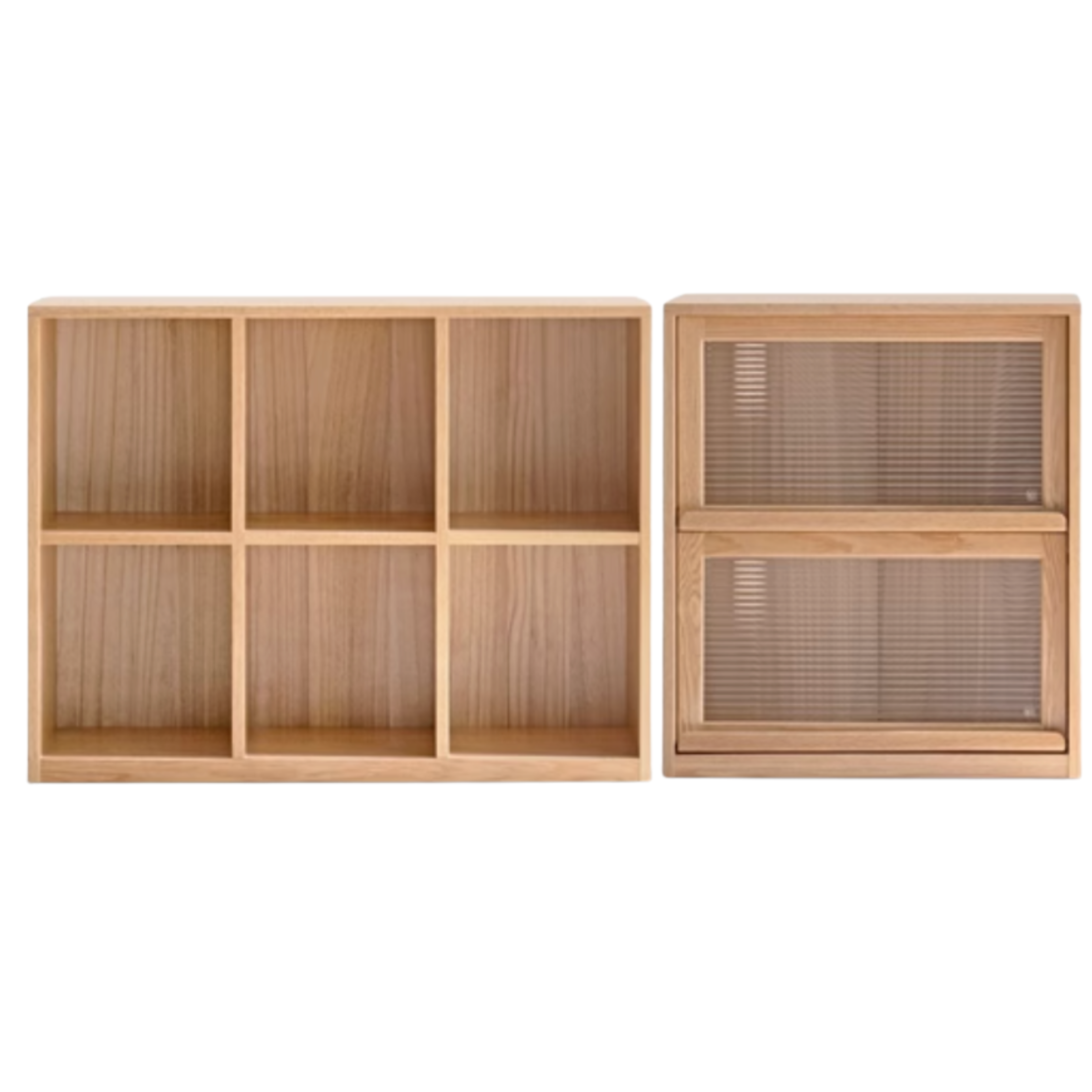 Oak, Solid Rubberwood, Ash Solid Wood Bookcase Free Combination Low Cabinet Floor-Standing Bookshelf