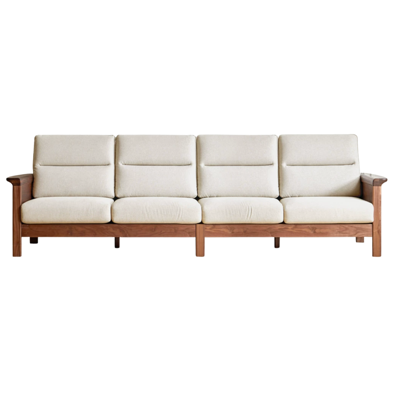 Sandalwood, Black Walnut Solid Wood Fabric Sofa.
