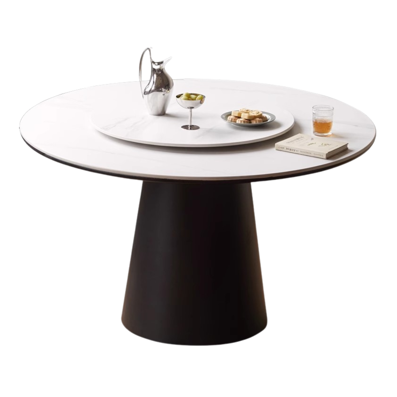 Black Walnut, Oak Solid Wood, Sandalwood Rock Slab Round Dining Table