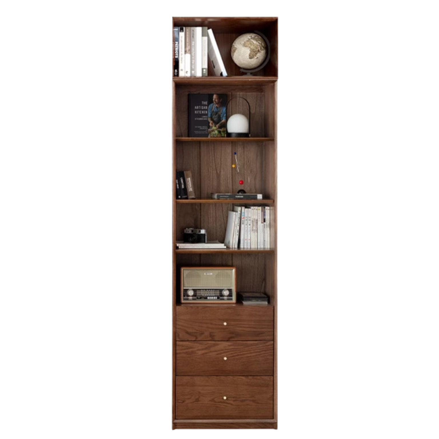 Oak Solid Wood Dust-Proof Glass Door Wall Floor-to-ceiling Bookshelf