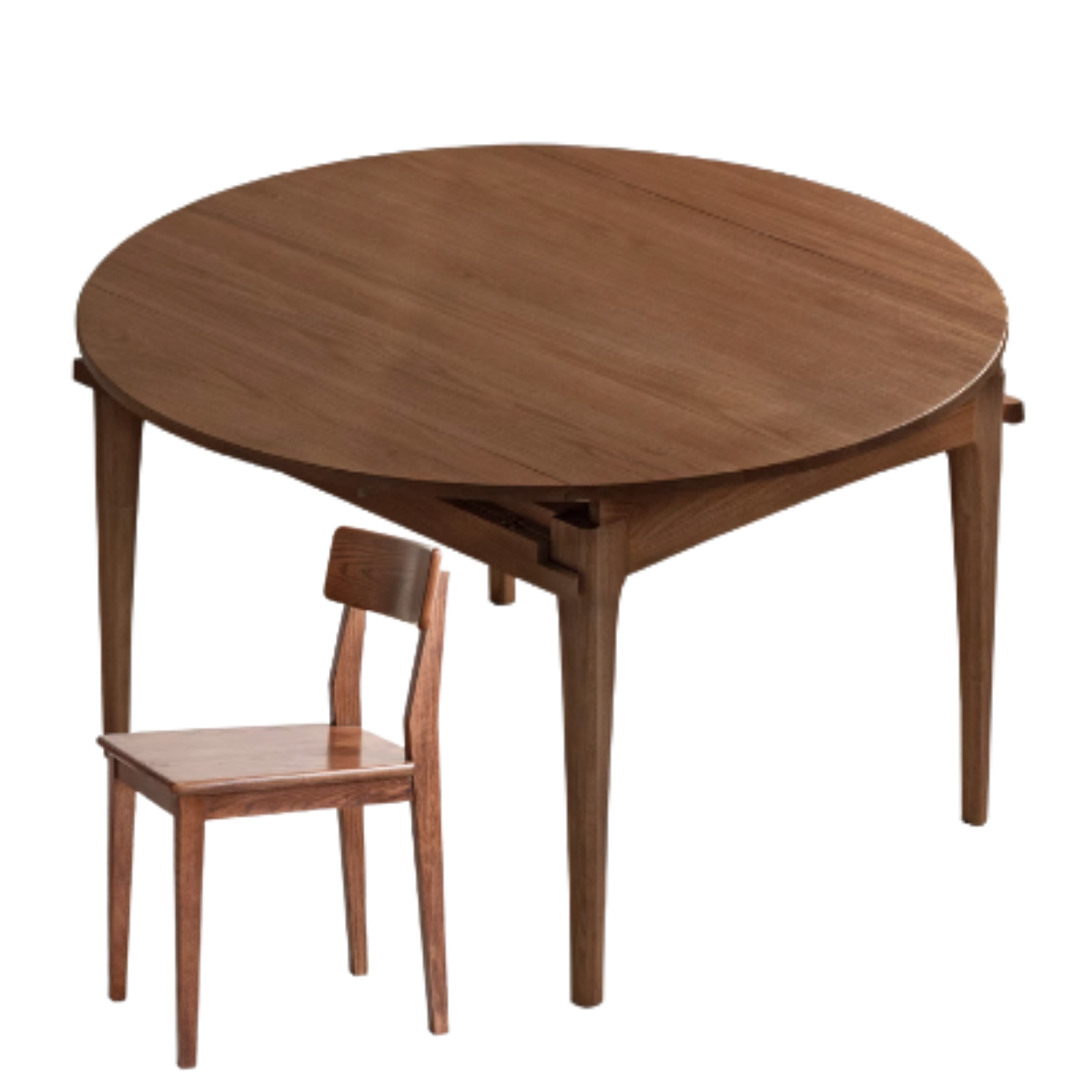 Black Walnut, Oak Solid Wood Modern Folding Round Dining Table