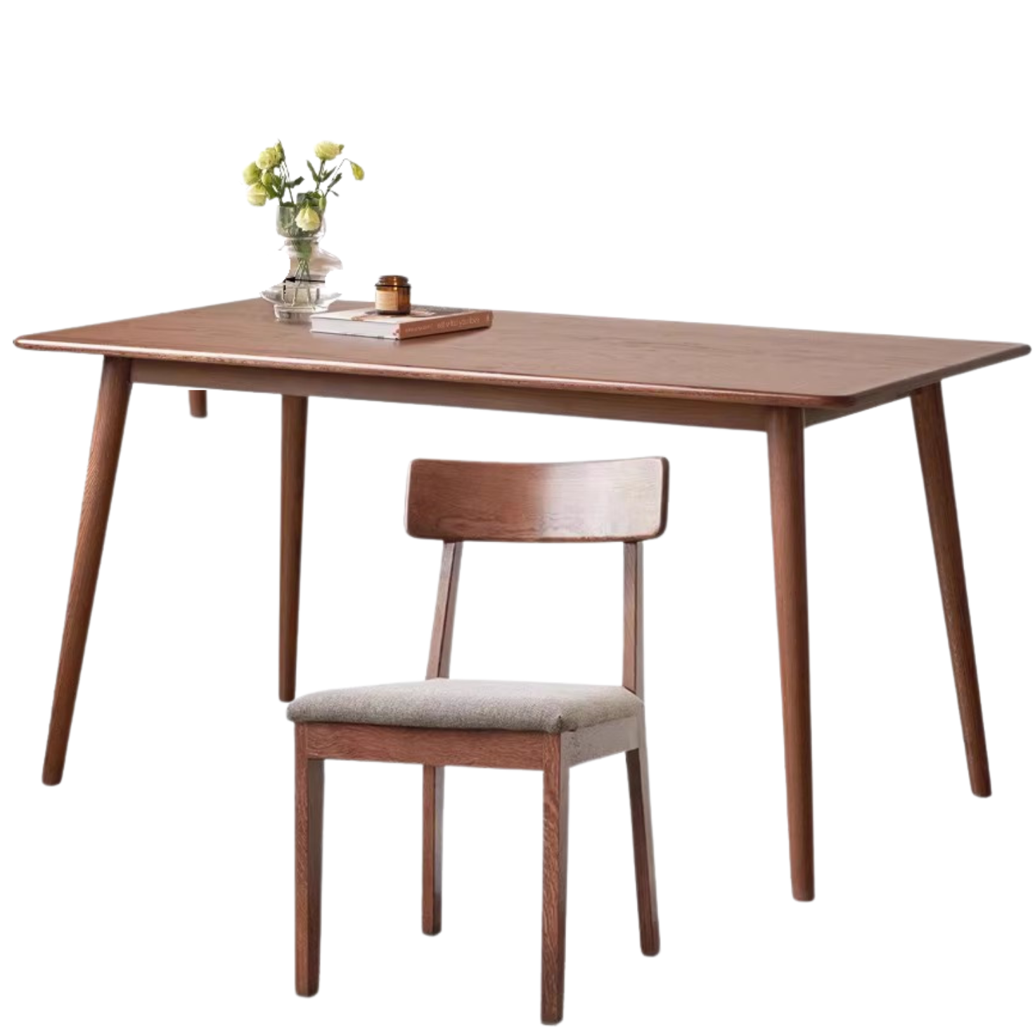 Black Walnut, Oak Solid Wood Walnut Color Dining Table