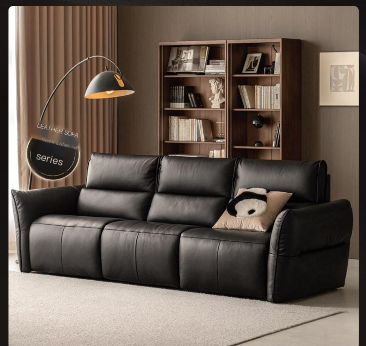 Genuine Leather Sofa Italian Light Luxury Tofu Block Sofa