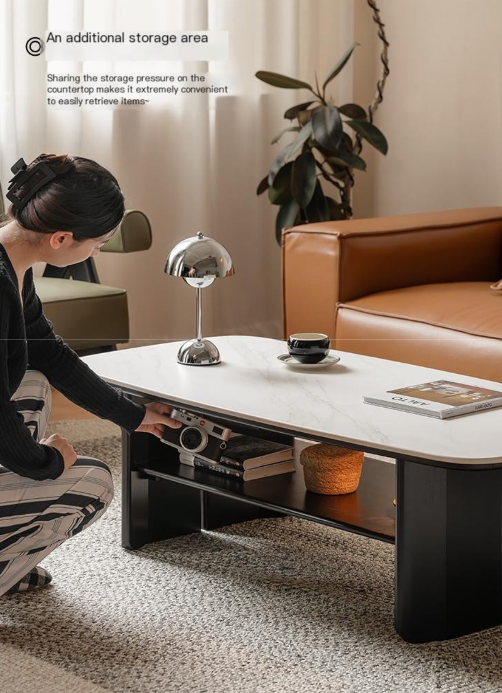 Rubberwood Italian Light Luxury Coffee Table.