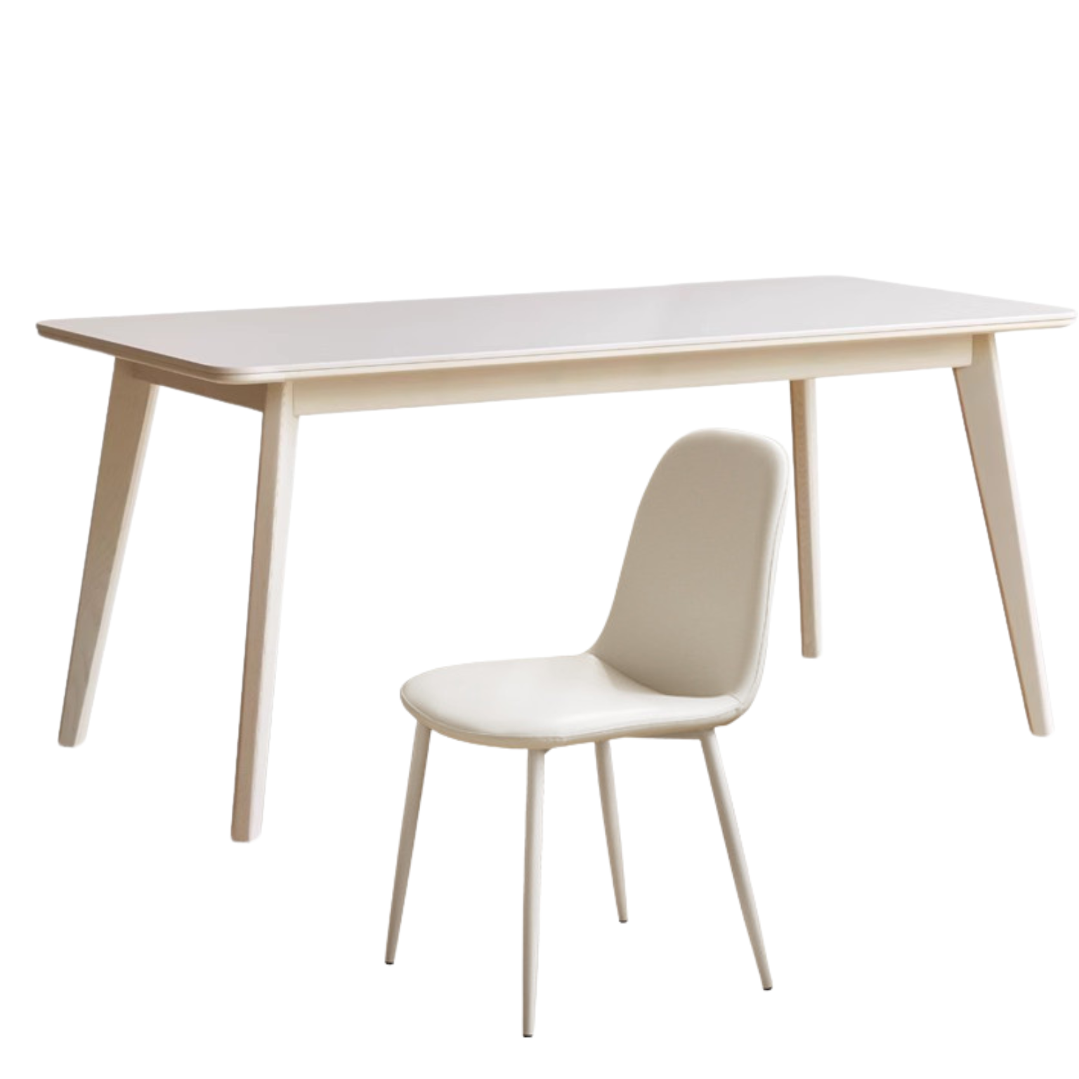 Birch Solid Wood Slate Cream Wind White Dining Table