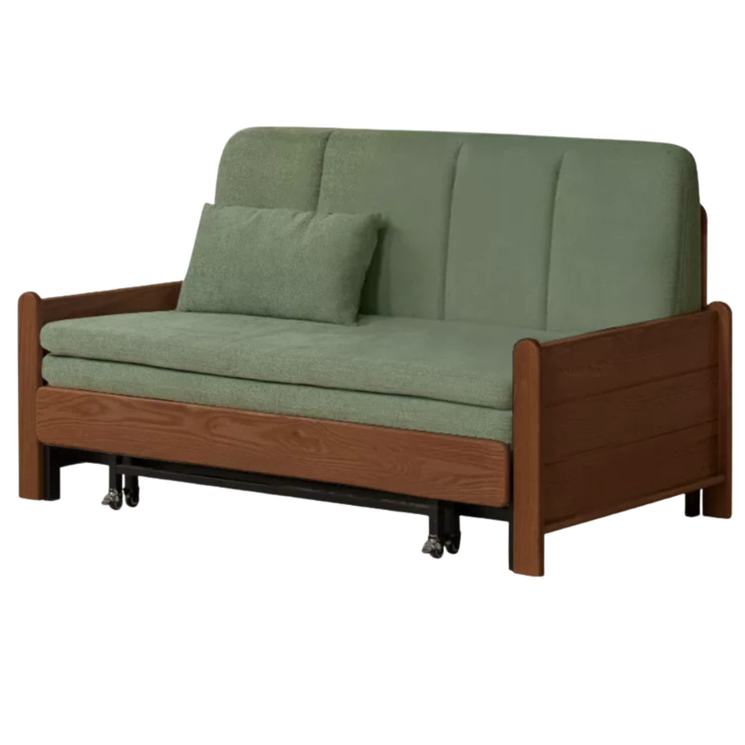 Ash, Oak Solid Wood Sleeper Sofa with Solid Wood Armrests and Built-In Wheels