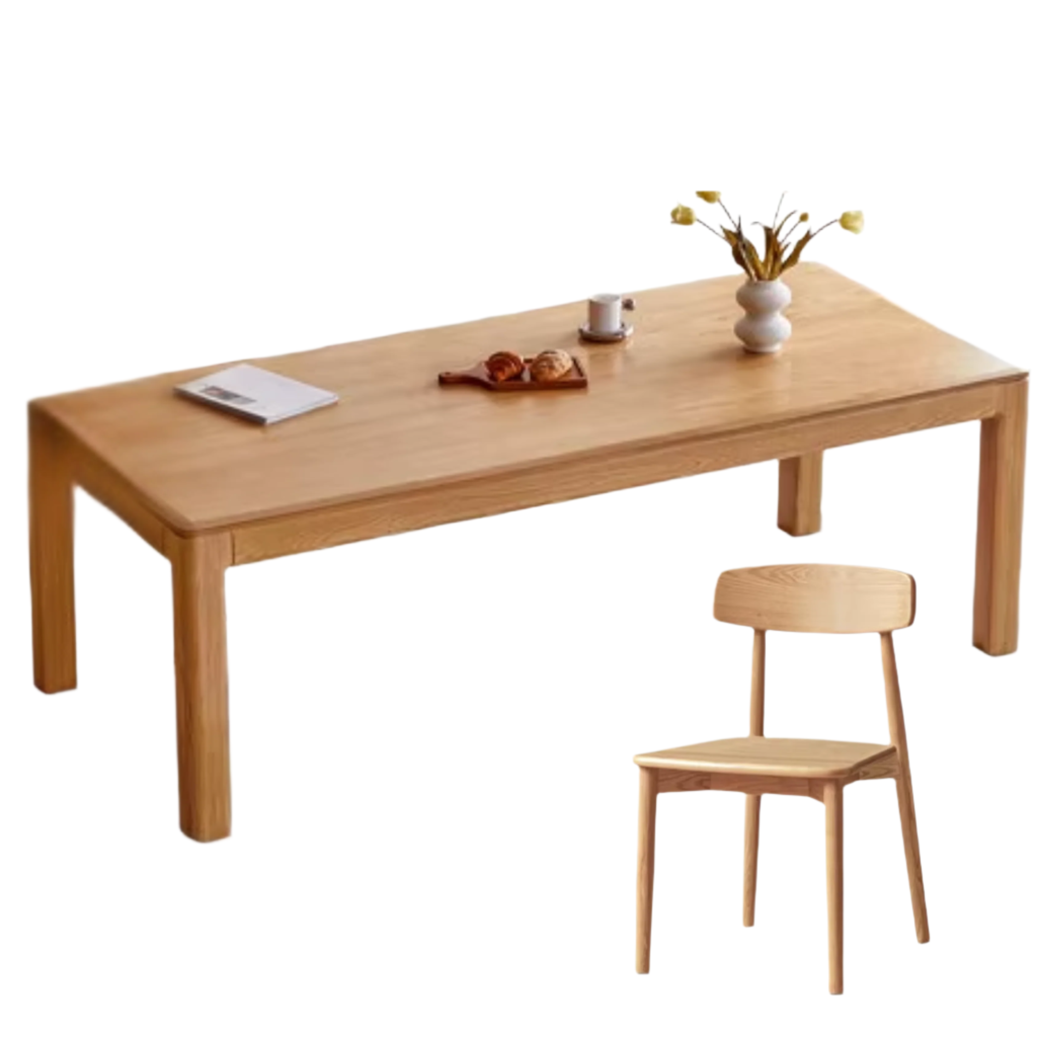 Oak, Red Oak Solid Wood Rectangular Dining Table