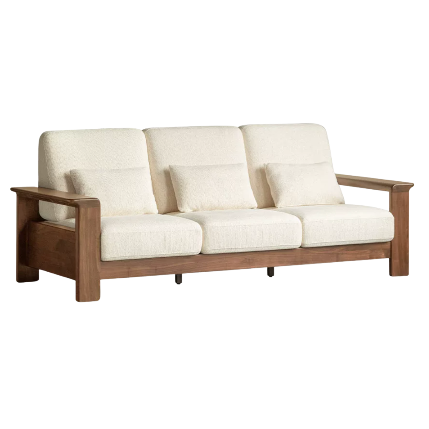 Black Walnut Solid Wood, Ash, Sandalwood, Genuine Leather, fabrics Designer Sofa with Deep, Structured Silhouette