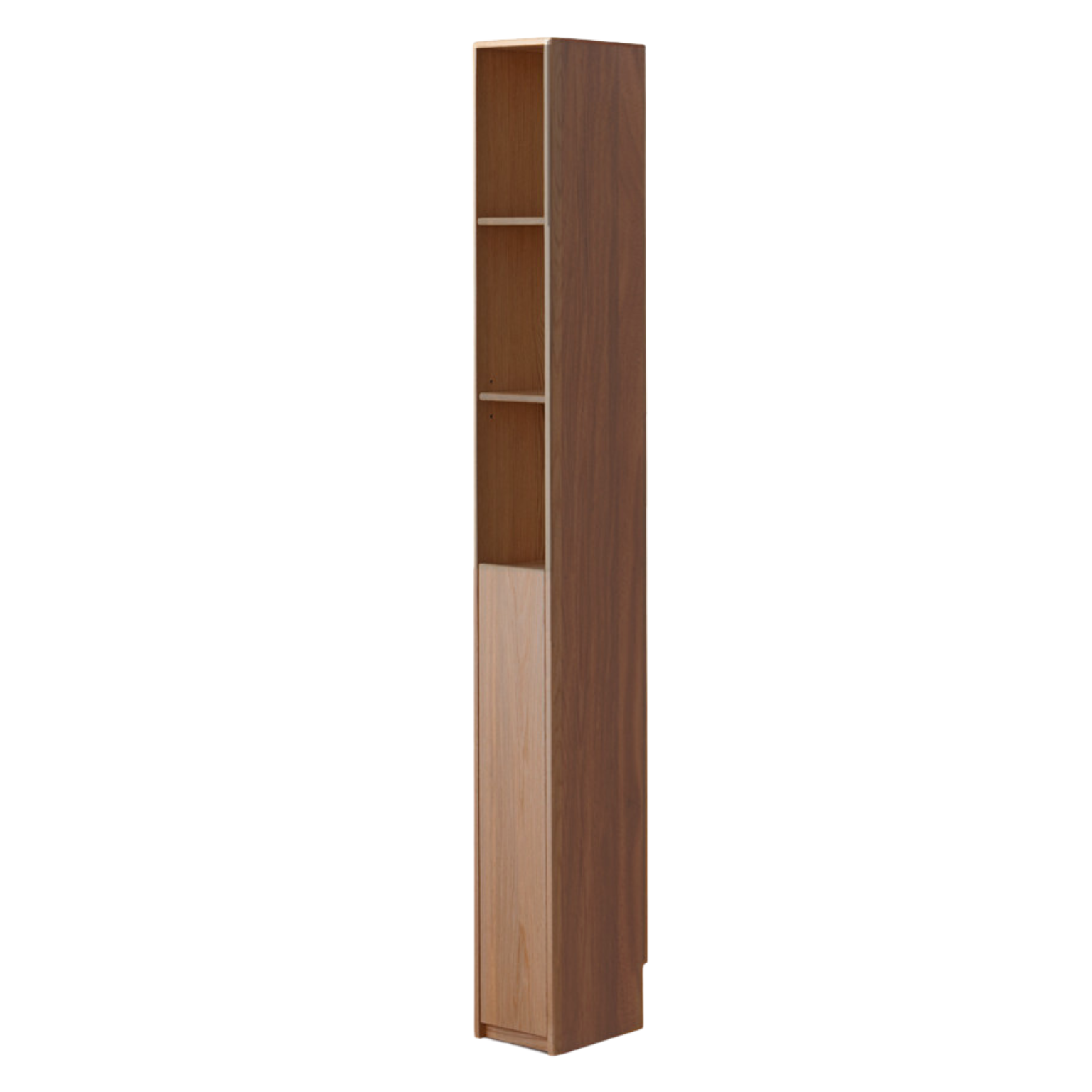 Oak, Rubber Solid Wood Ultra Narrow Bookcase