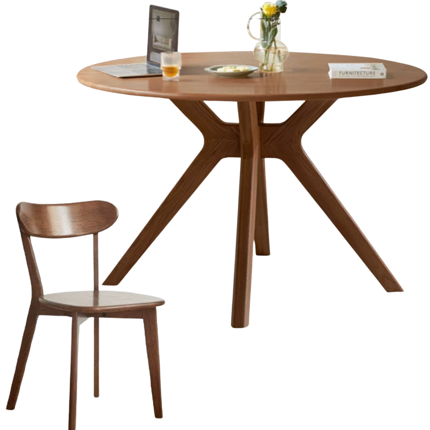 Oak Solid Wood Modern Minimalist Style Round Dining Table