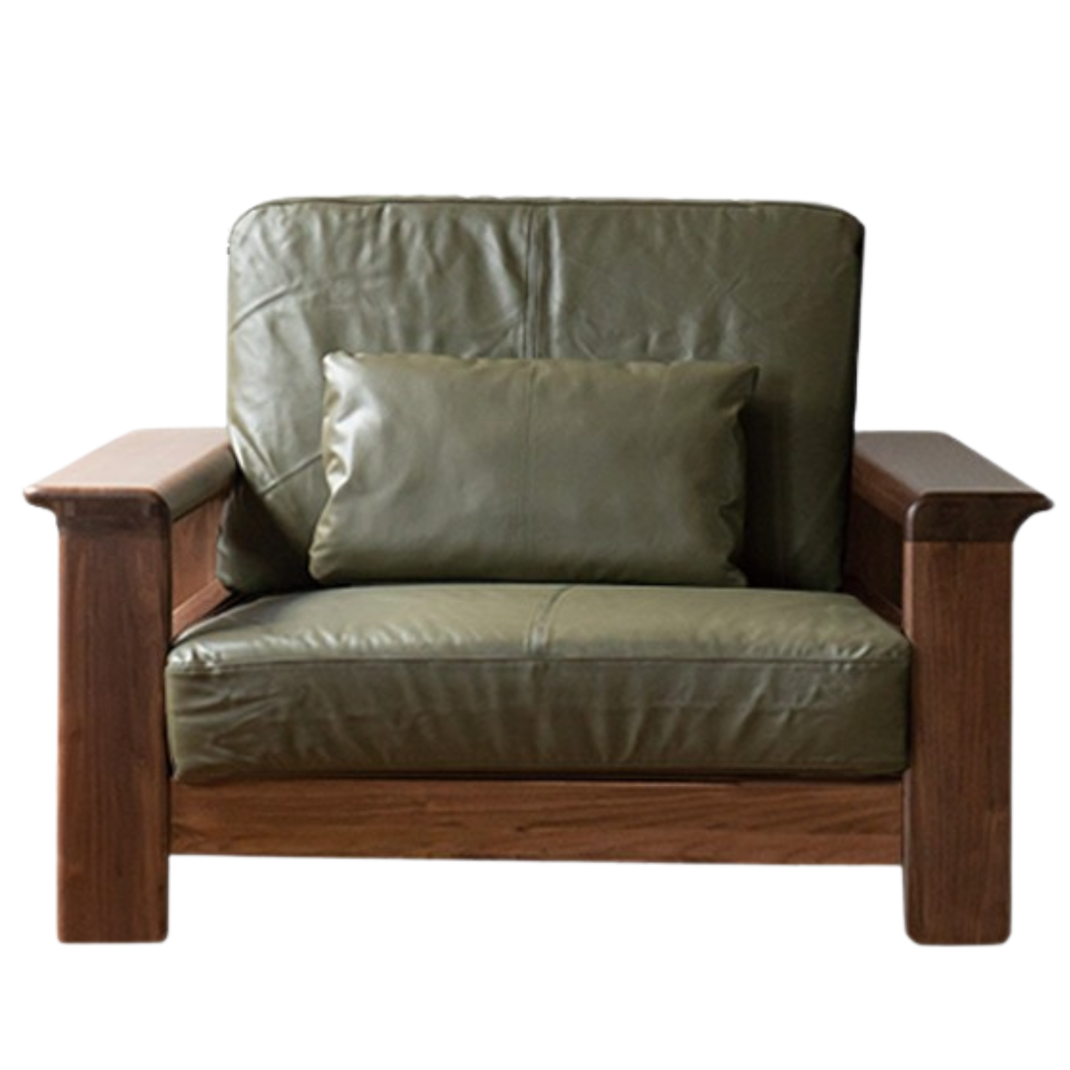 Black Walnut Solid Wood Modern Straight Sofa.