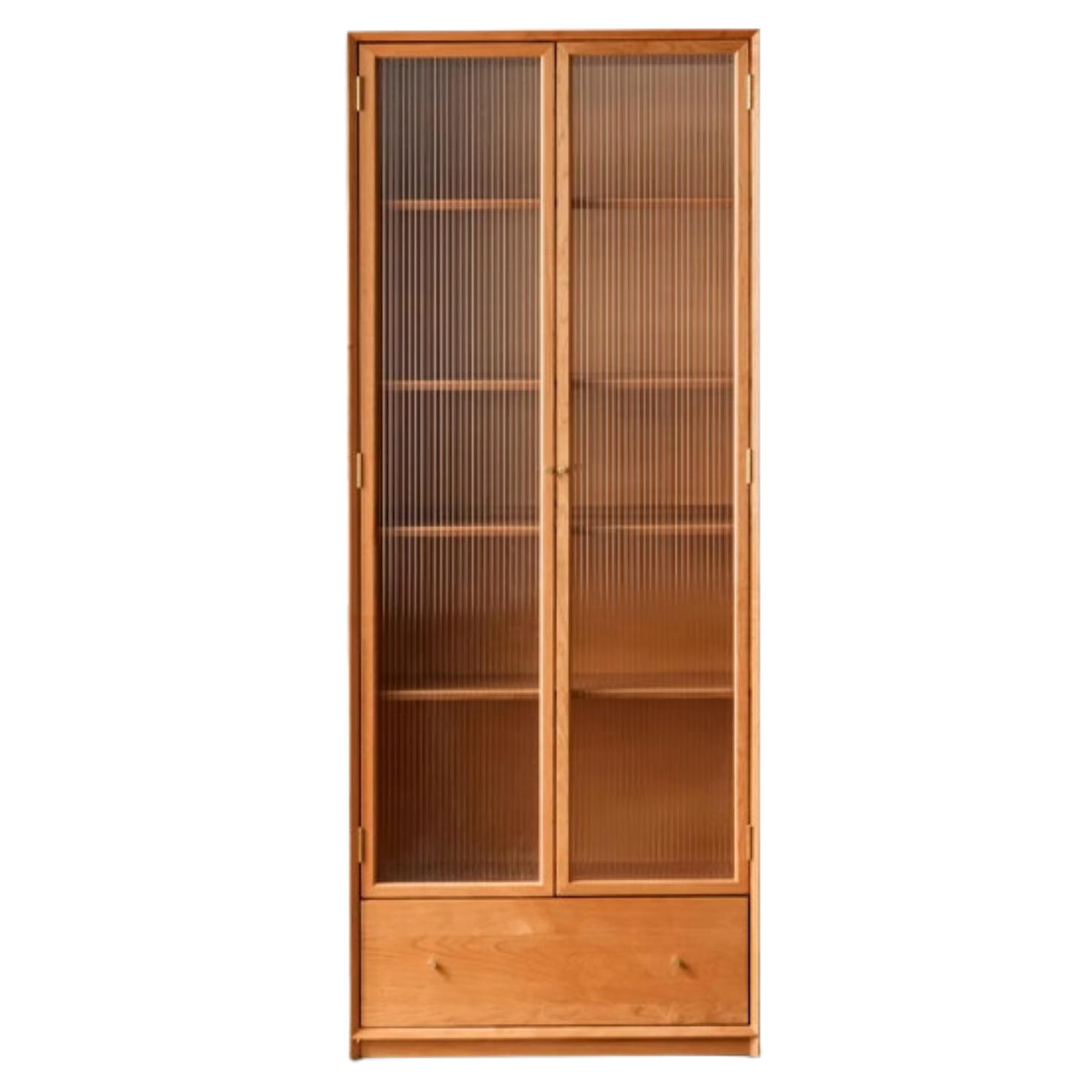 Cherry Wood Combination Bookcase Floor Shelf Glass Door Bookcase
