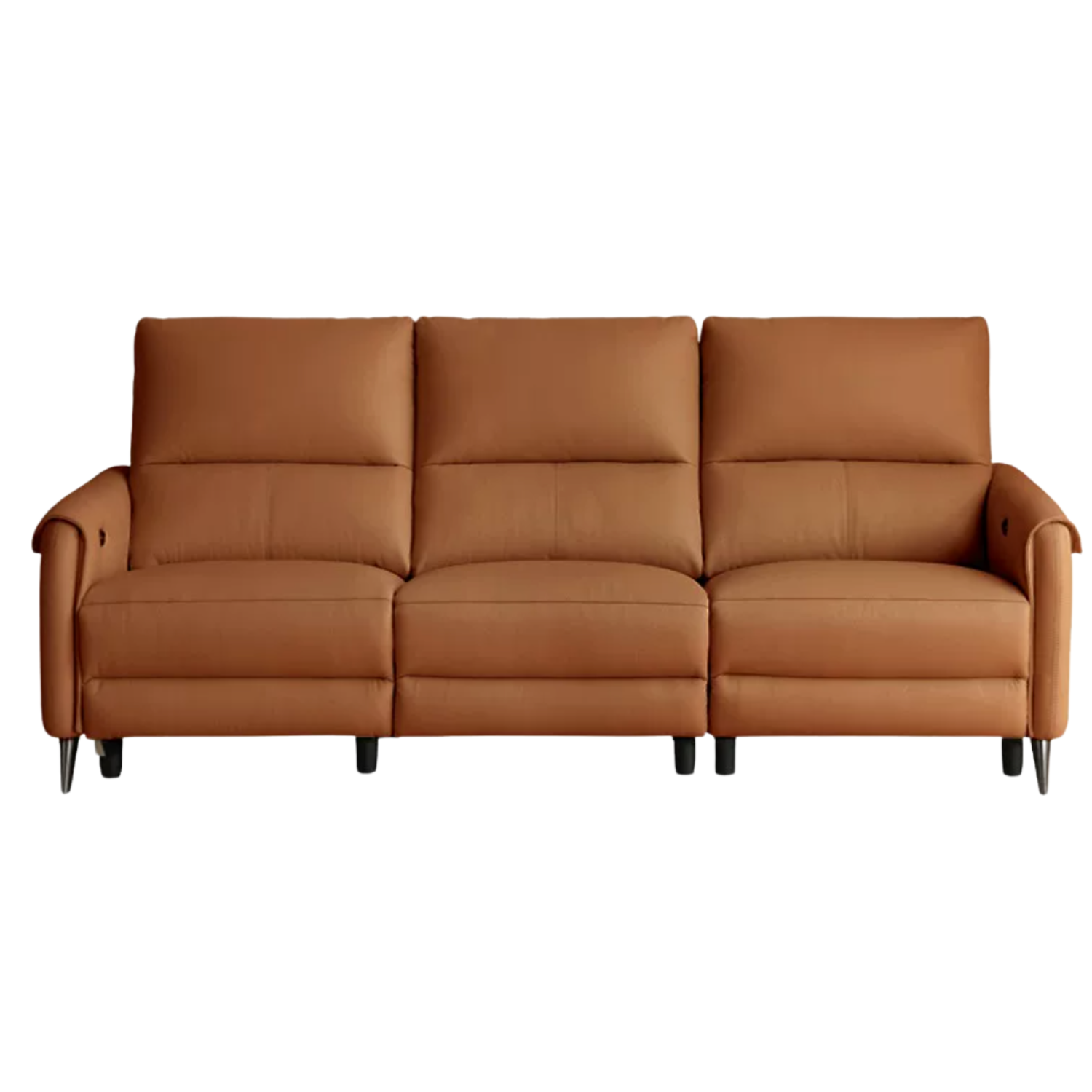 Genuine Leather Power Reclining Sofa with Wall-Hugger Track Arms