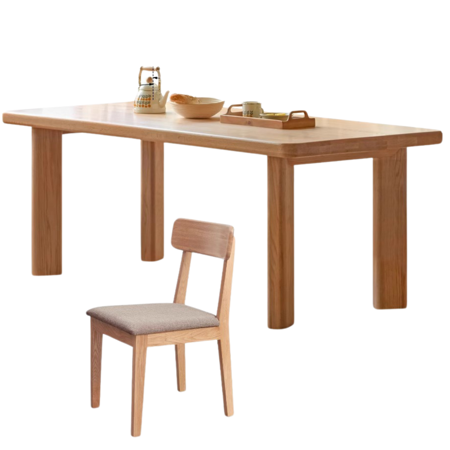 Oak Solid Wood Large Log Style Dining Table