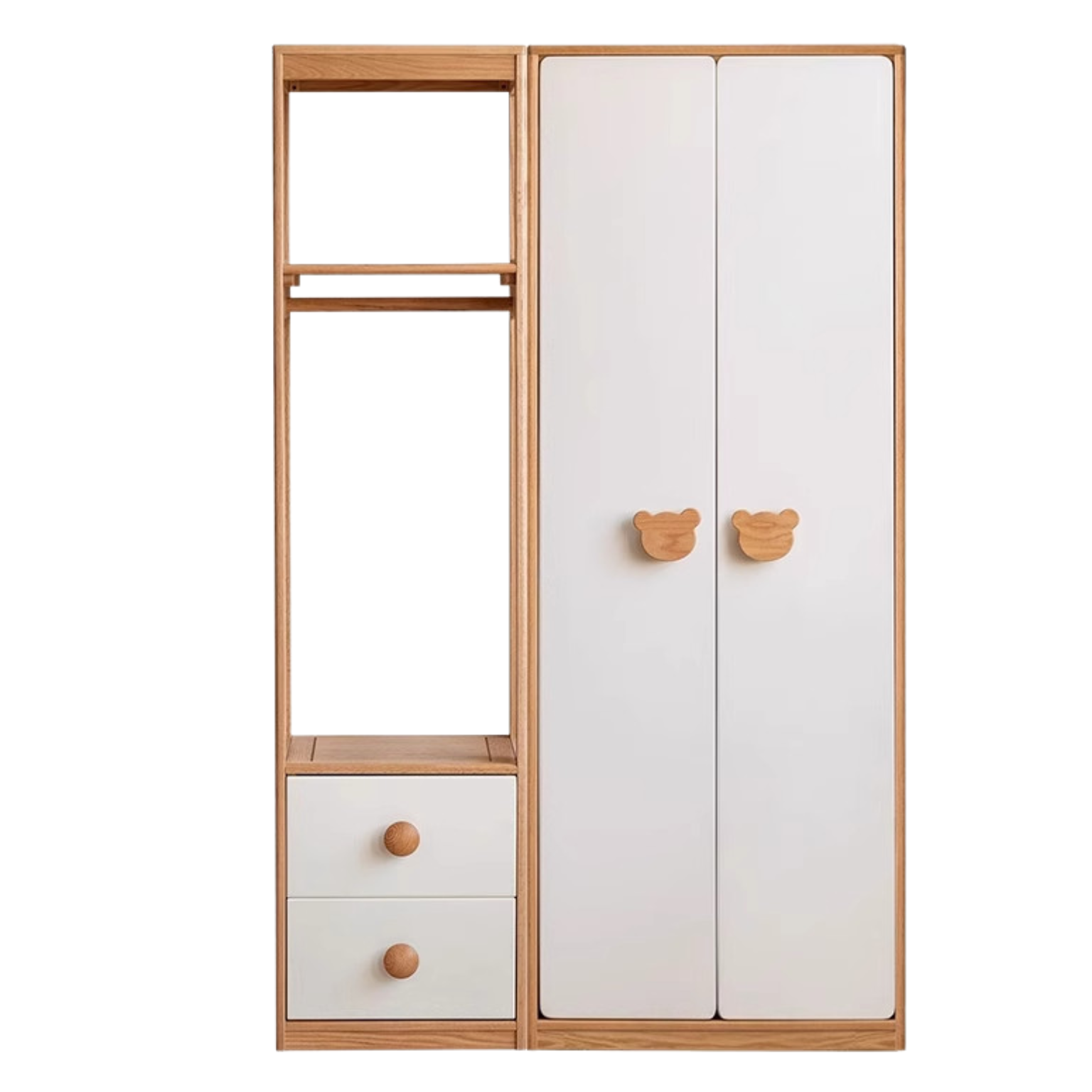 Oak Solid Wood Children's Wardrobe Combination