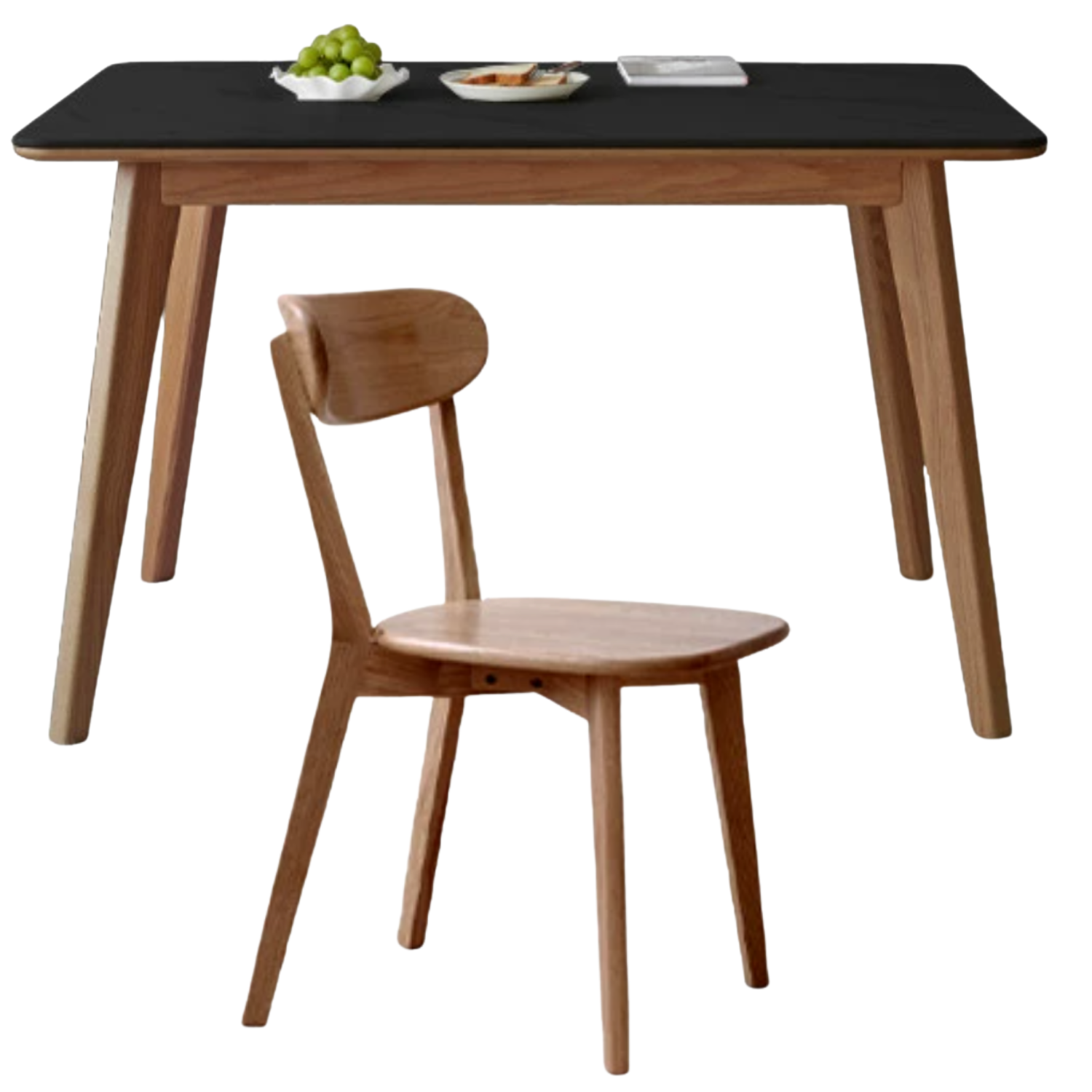 Ash, Oak Solid Wood Modern Rock Plate Dining Table