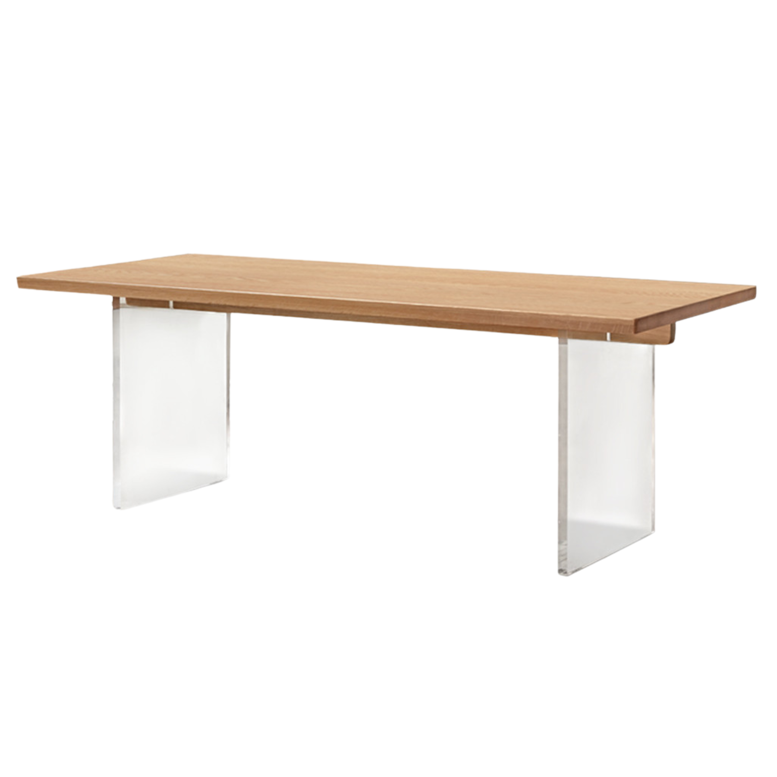 Oak, South American Walnut Solid Wood Acrylic Floating Large Size Dining Table