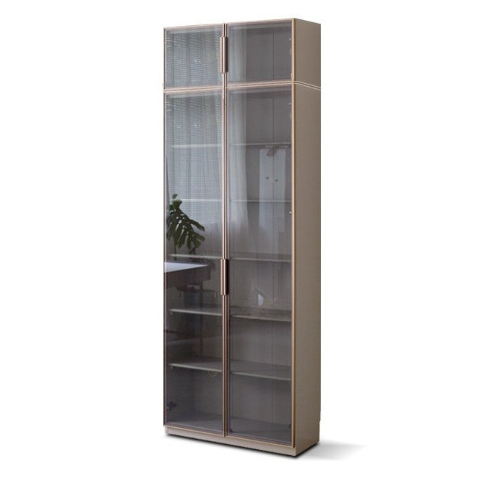 Poplar Solid Wood Combination Bookcase, Glass Door Cabinet