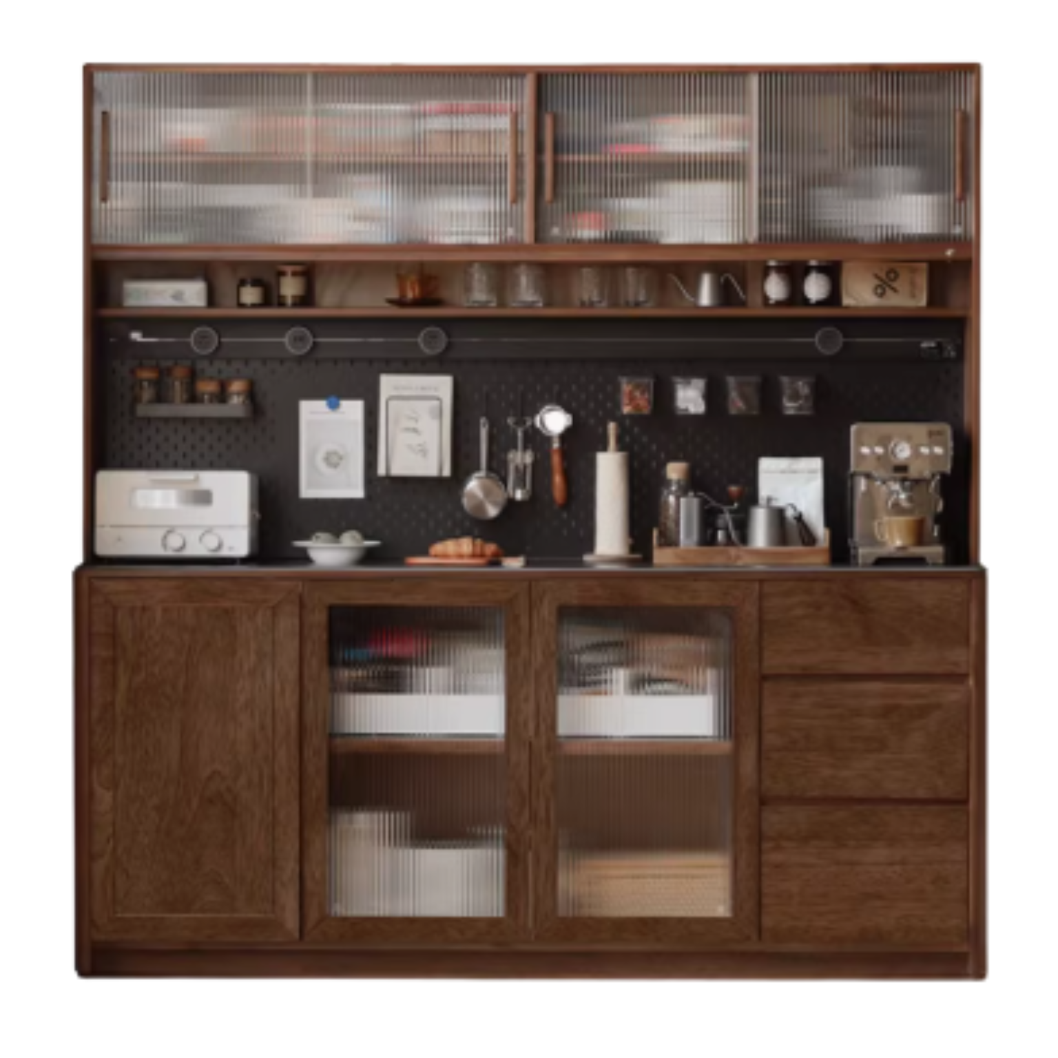 Sandalwood, Black Walnut, Ash Solid Wood Sideboard Hole Storage