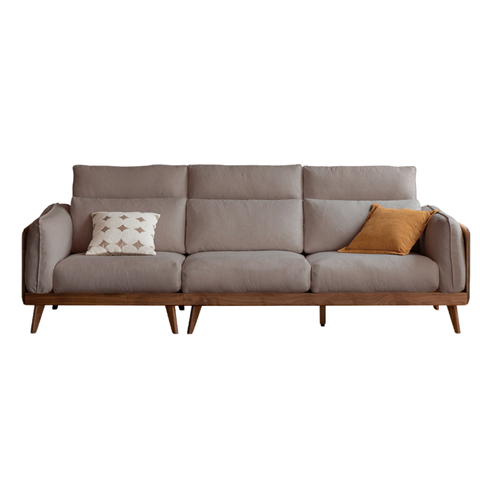 Black Walnut, Ash Solid Wood Genuine Leather Down Sofa.