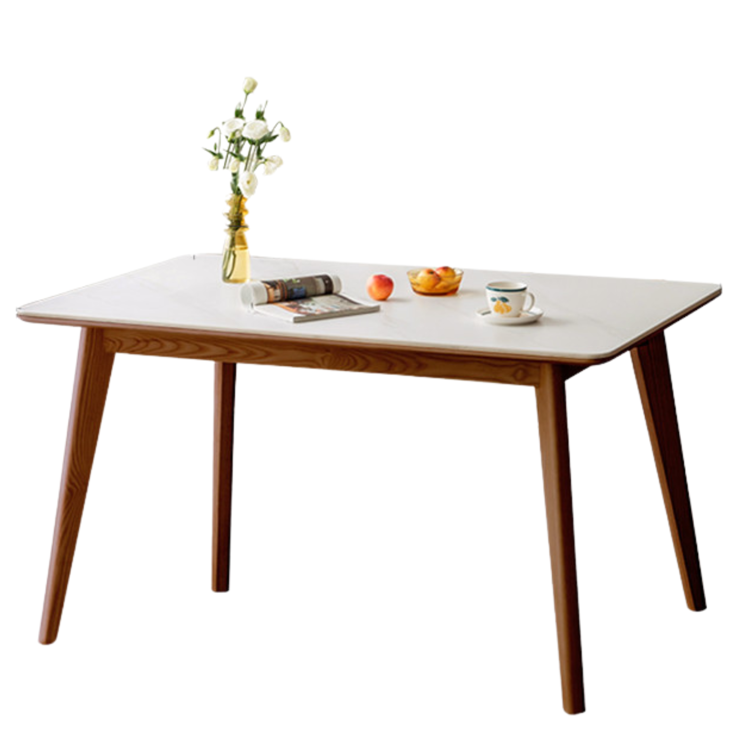 Ash, Oak Solid Wood Modern Rock Plate Dining Table