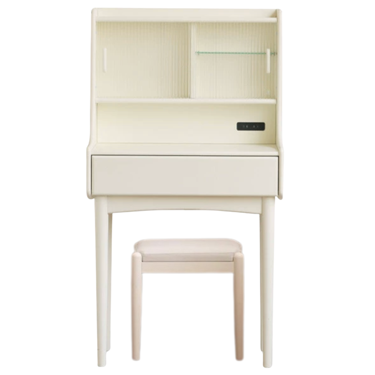 Solid Rubberwood Retro Multifunctional Vanity Table Storage Rack Integrated.