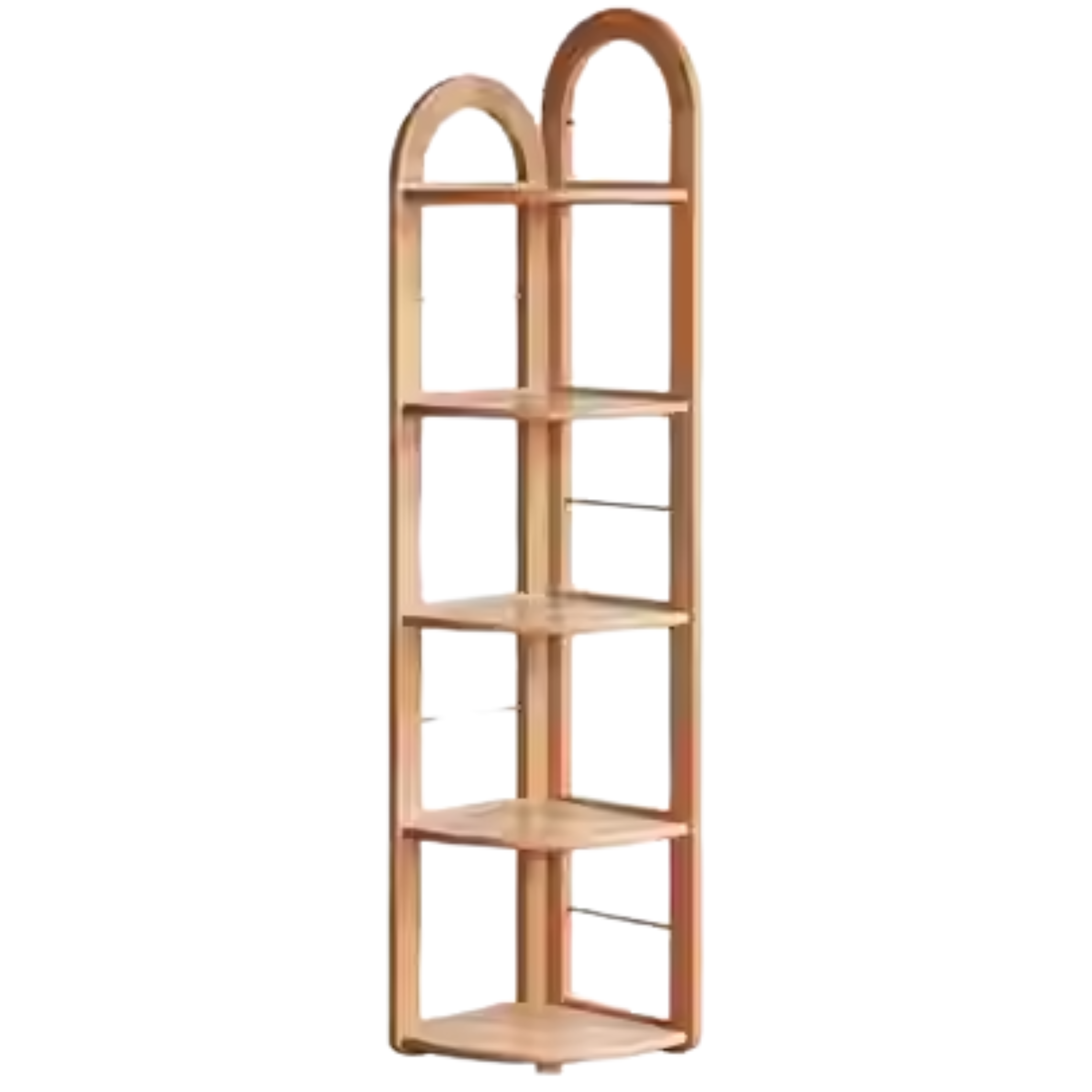 European Beech Solid Wood Corner Bookshelf.