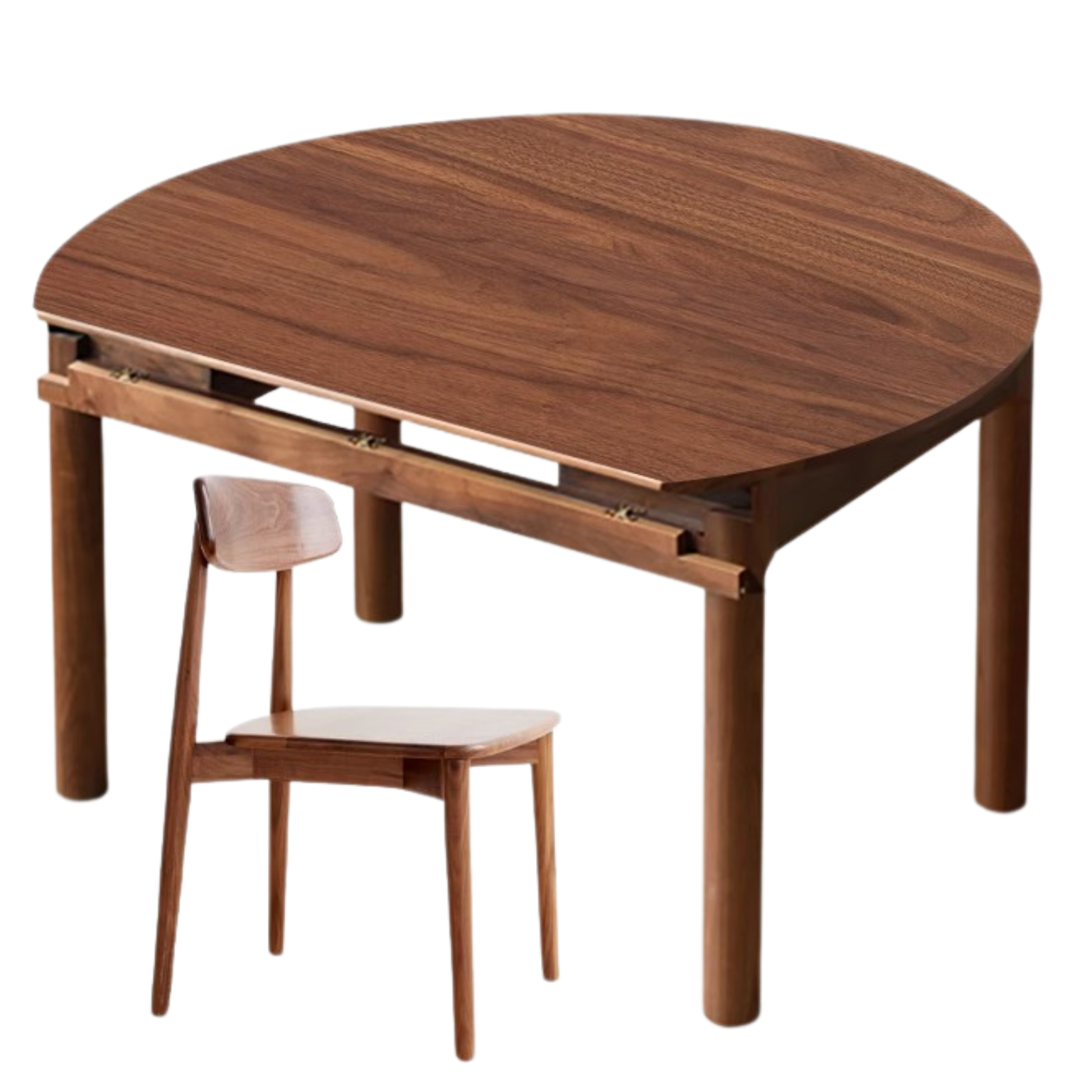 Black Walnut, Ash, Oak Solid Wood Folding Round Dining Table
