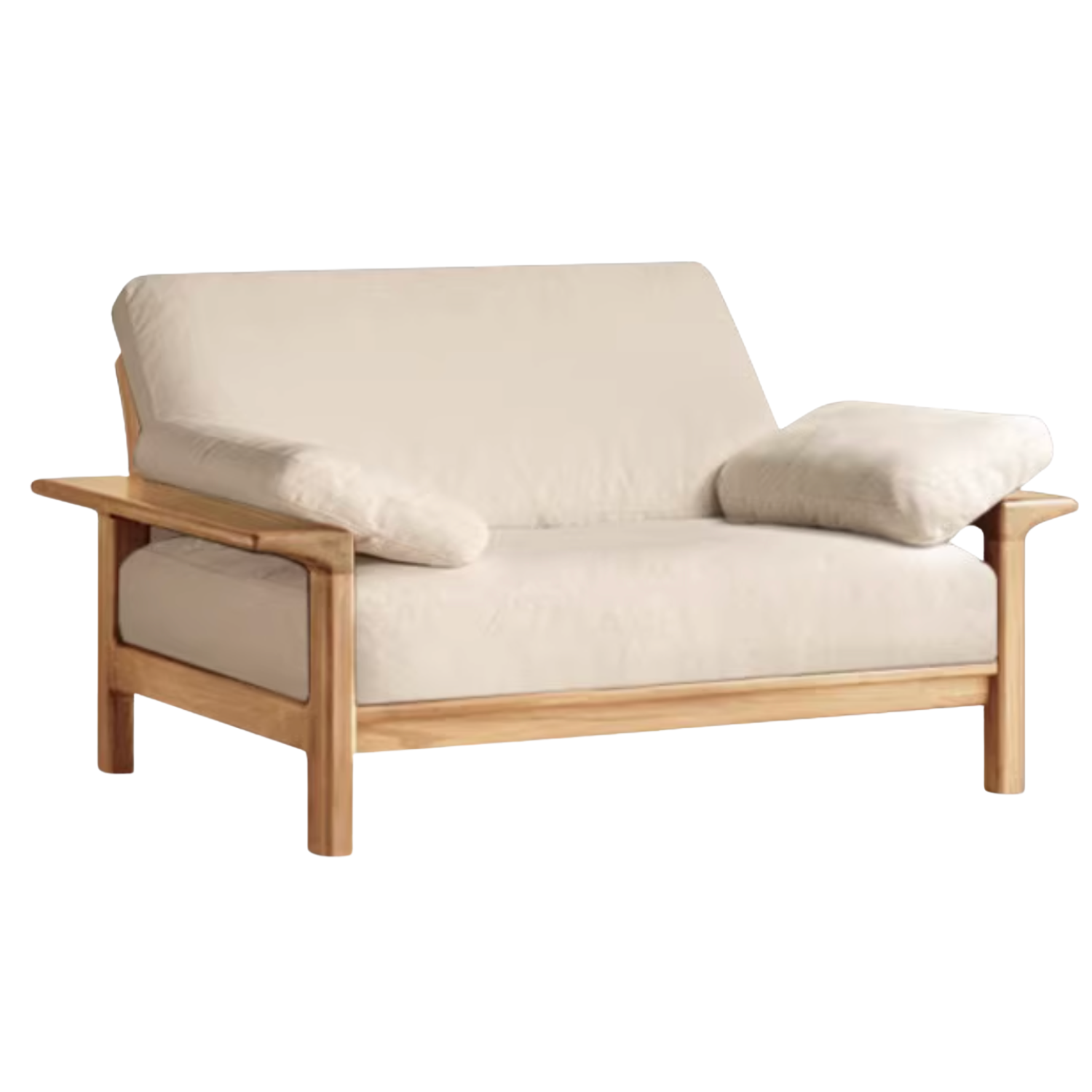 Oak, Ash Solid Wood Wabi Sabi Style Genuine Leather Sofa, fabric sofa