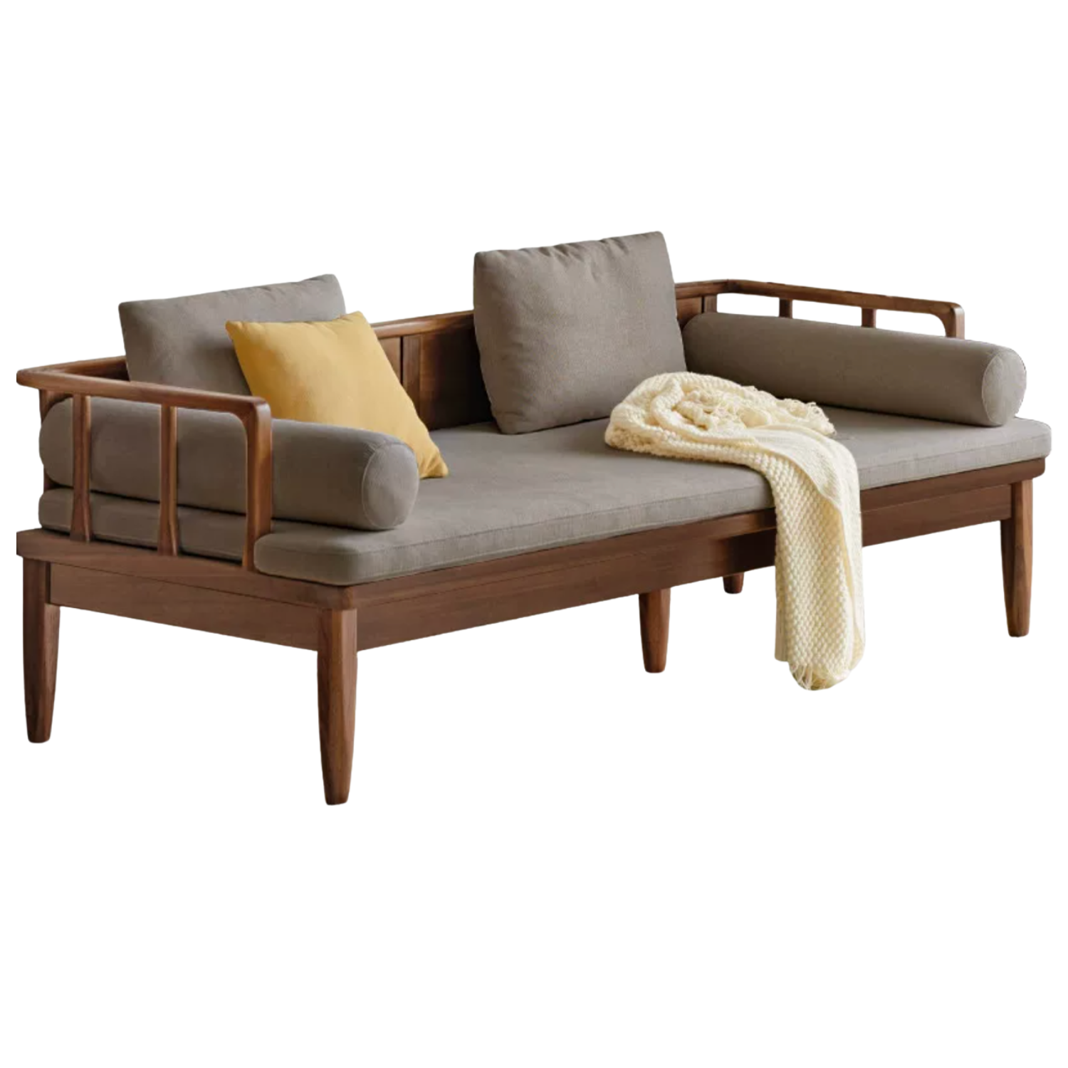 Black Walnut Solid Wood Winter and Summer Dual-use Sofa.