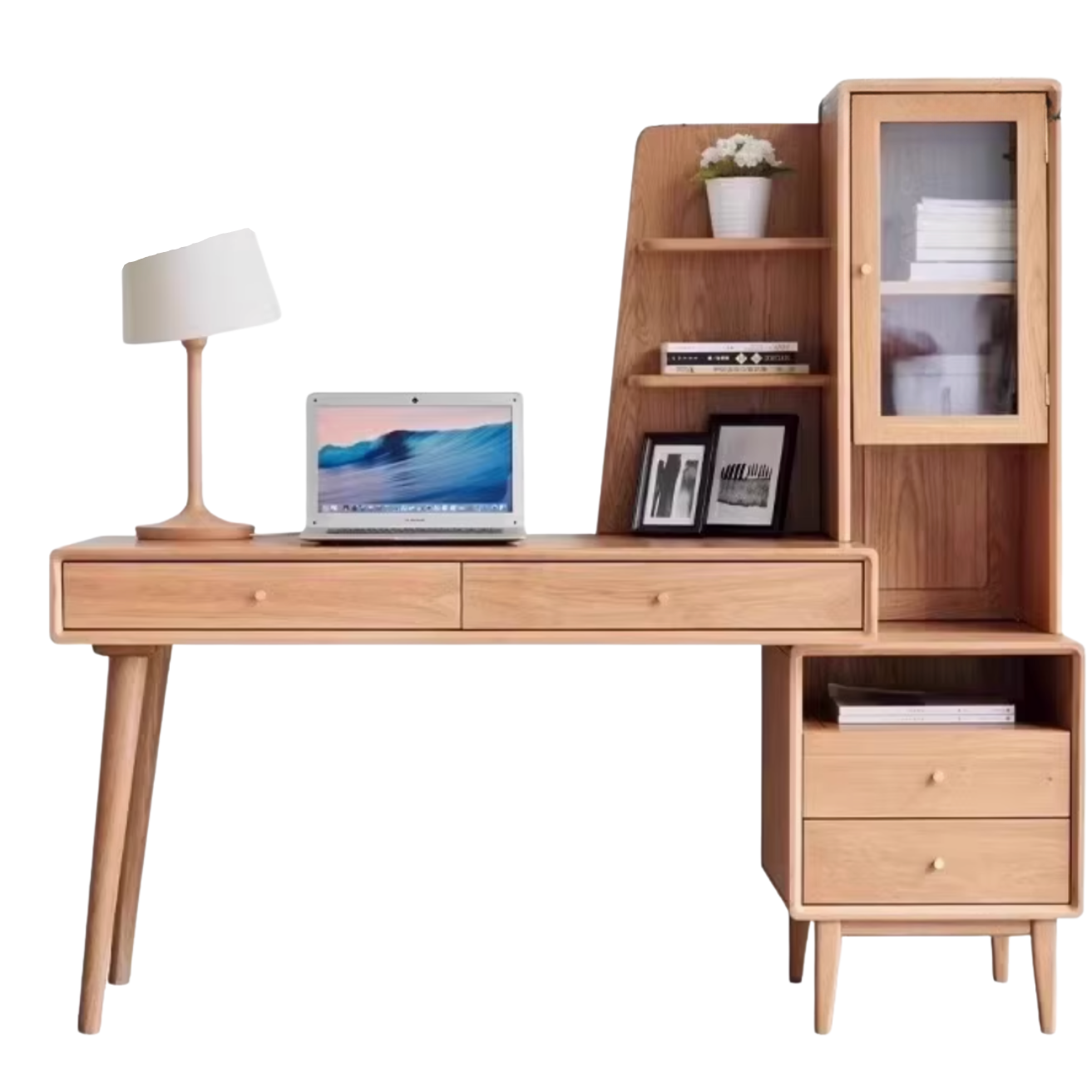 Oak Solid Wood Office Desk Combination