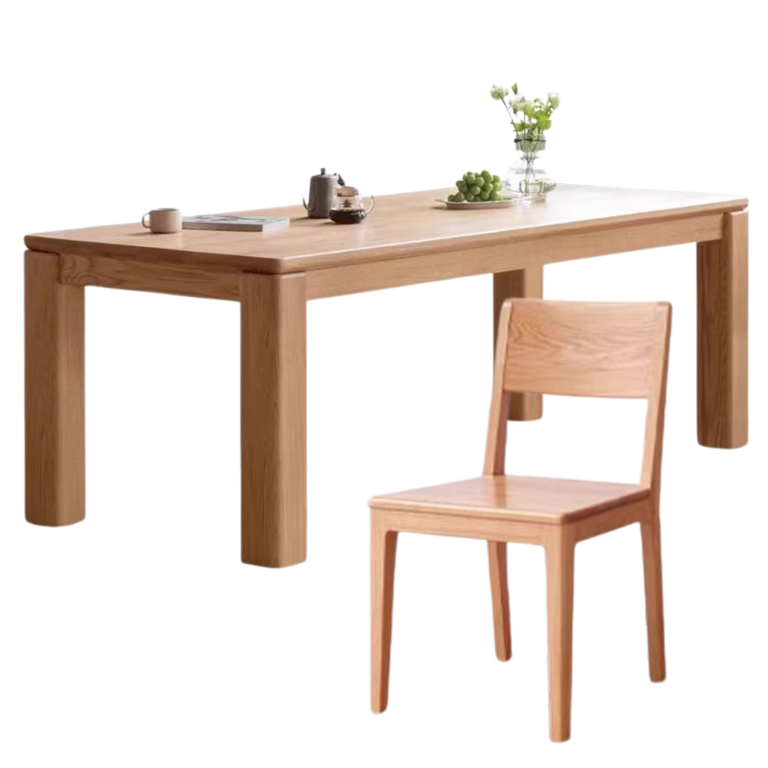 Oak Solid Wood Thick Legs Dining Table