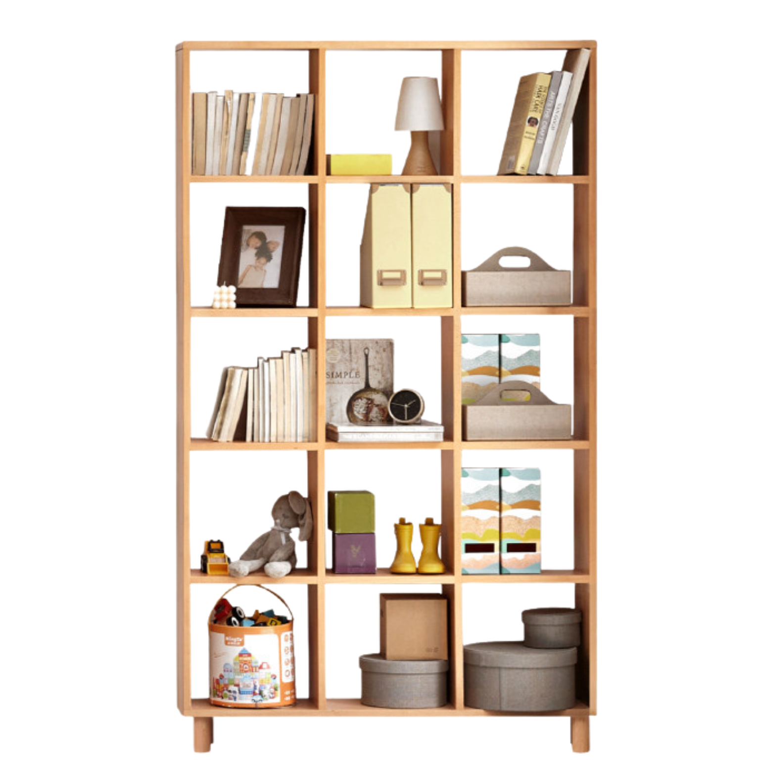 Beech, Oak Solid Wood Bookshelf Bookcase Free Combination