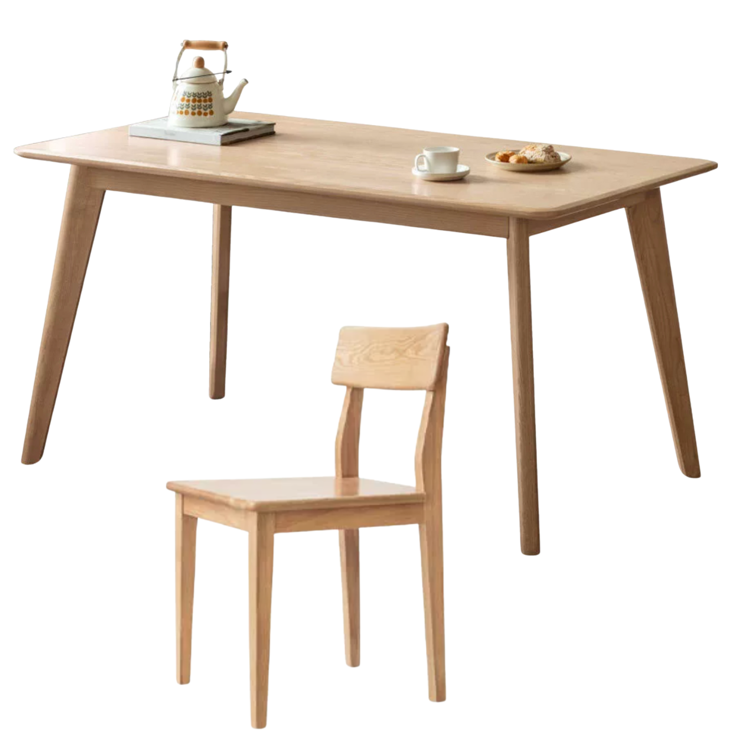 Oak, Rubberwood, Ash Solid Wood Nordic Dining Table