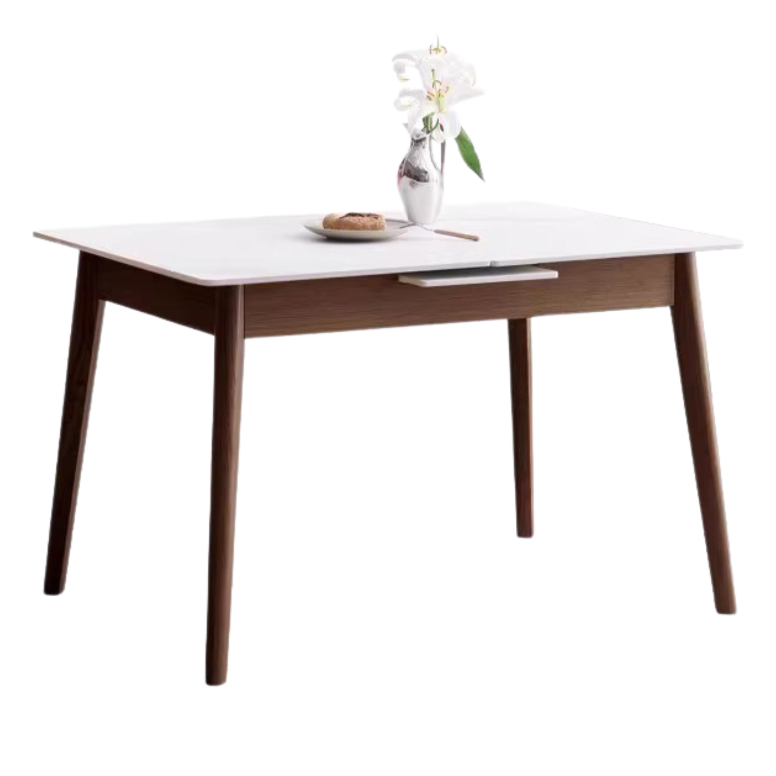 Oak Solid Wood Folding Dining Table Rock Slab Surface