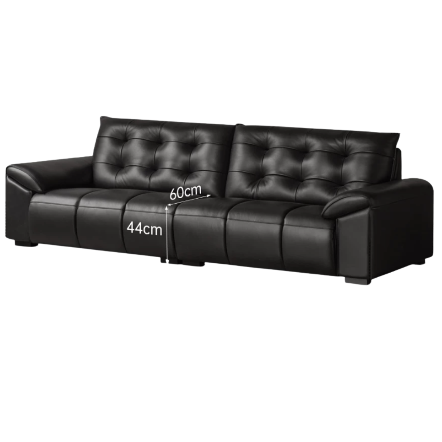 Genuine Leather Sofa with Biscuit Tufted Cushions and Track Arms