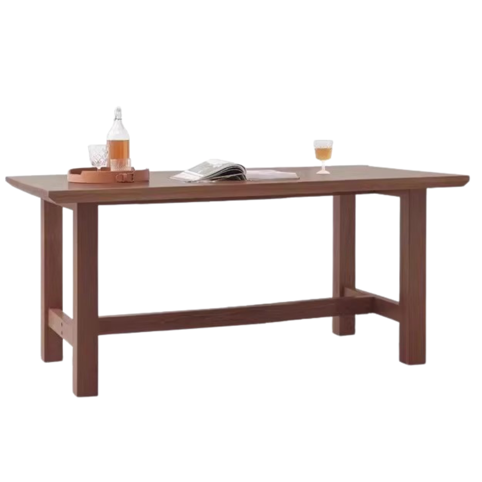 Sandalwood, Black Walnut, Oak, Ash Solid Wood Farmhouse Style Dining Table