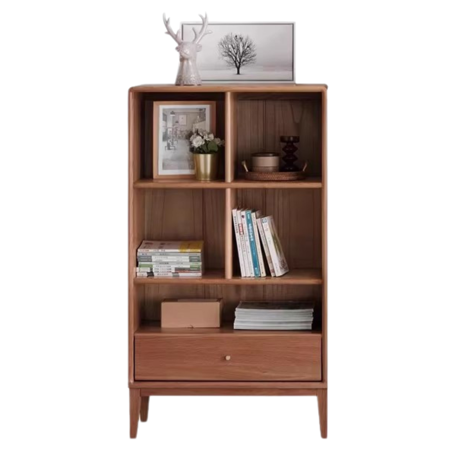 Oak Solid Wood Nordic Style Bookcase