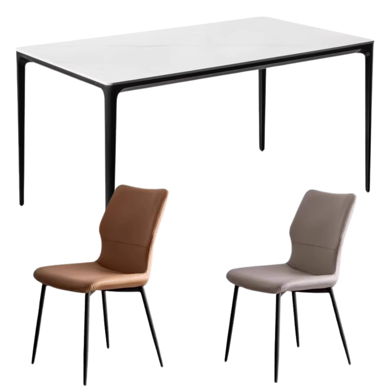 Rock Slab+Metal Italian Light Luxury Black Dining Table