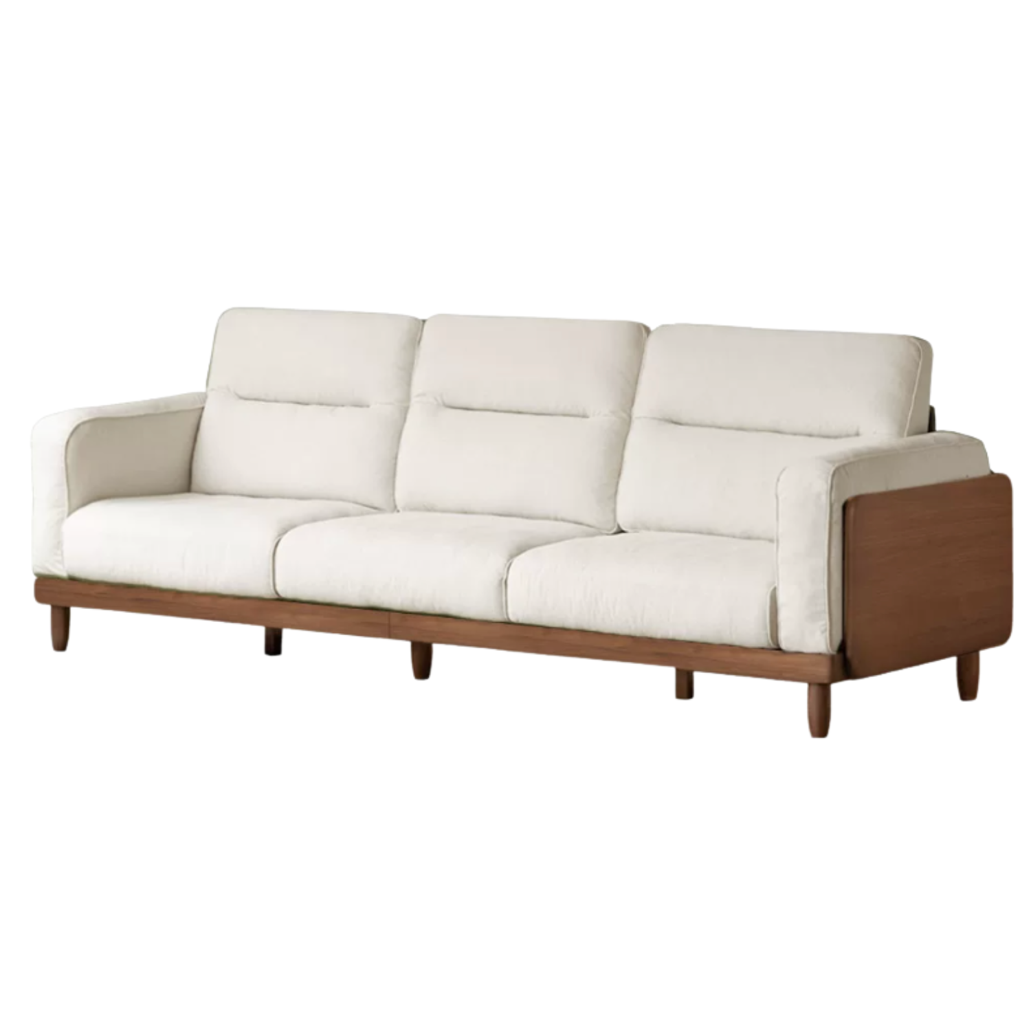 Black Walnut, Ash, Solid Sandalwood Genuine Leather, fabrics Sofa with High-Back Design