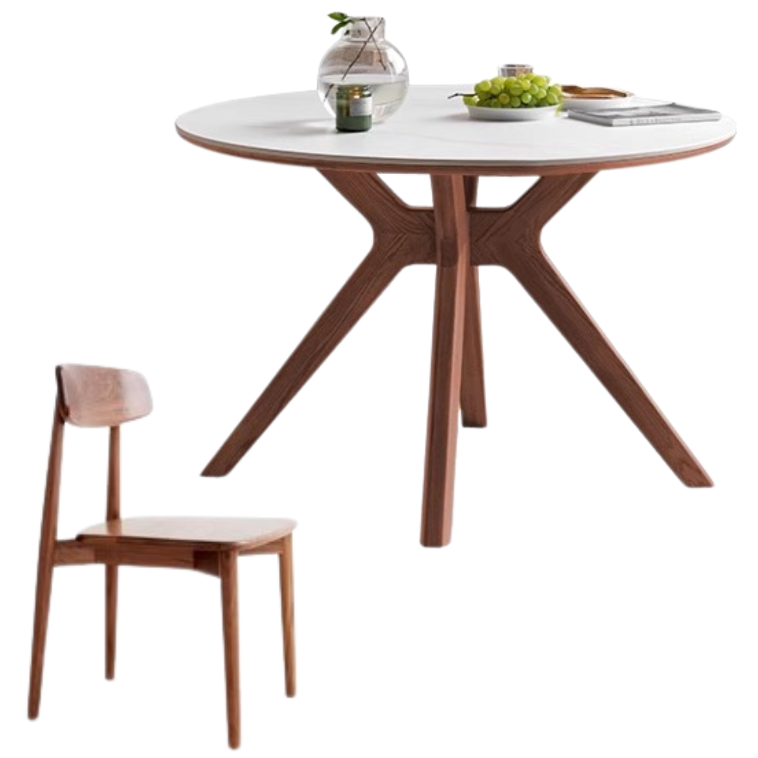 Black Walnut Solid Wood Round Dining Table