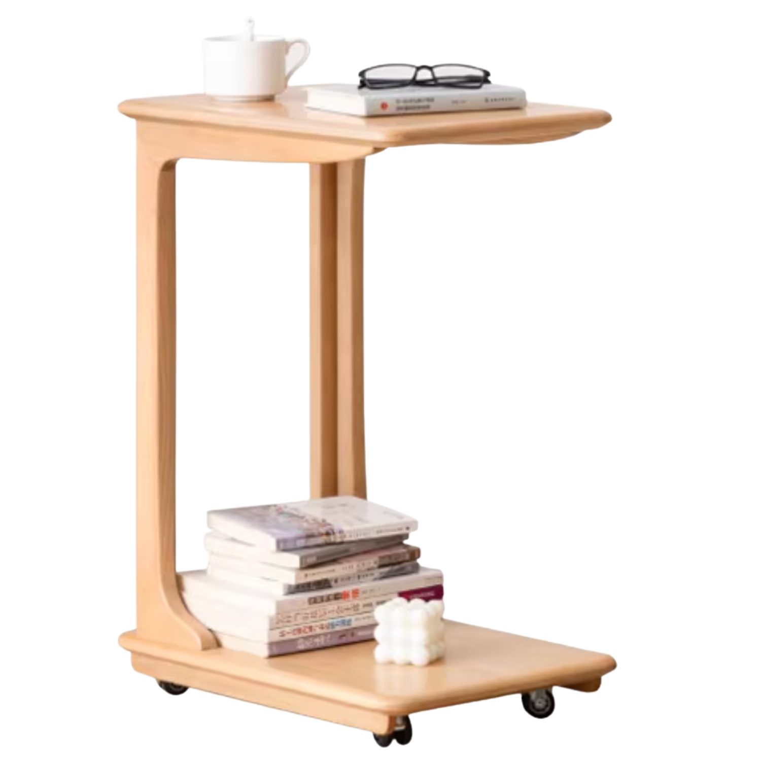 Cherry, Beech, Black Walnut, Solid Rubberwood Chic C-Shaped Side Table