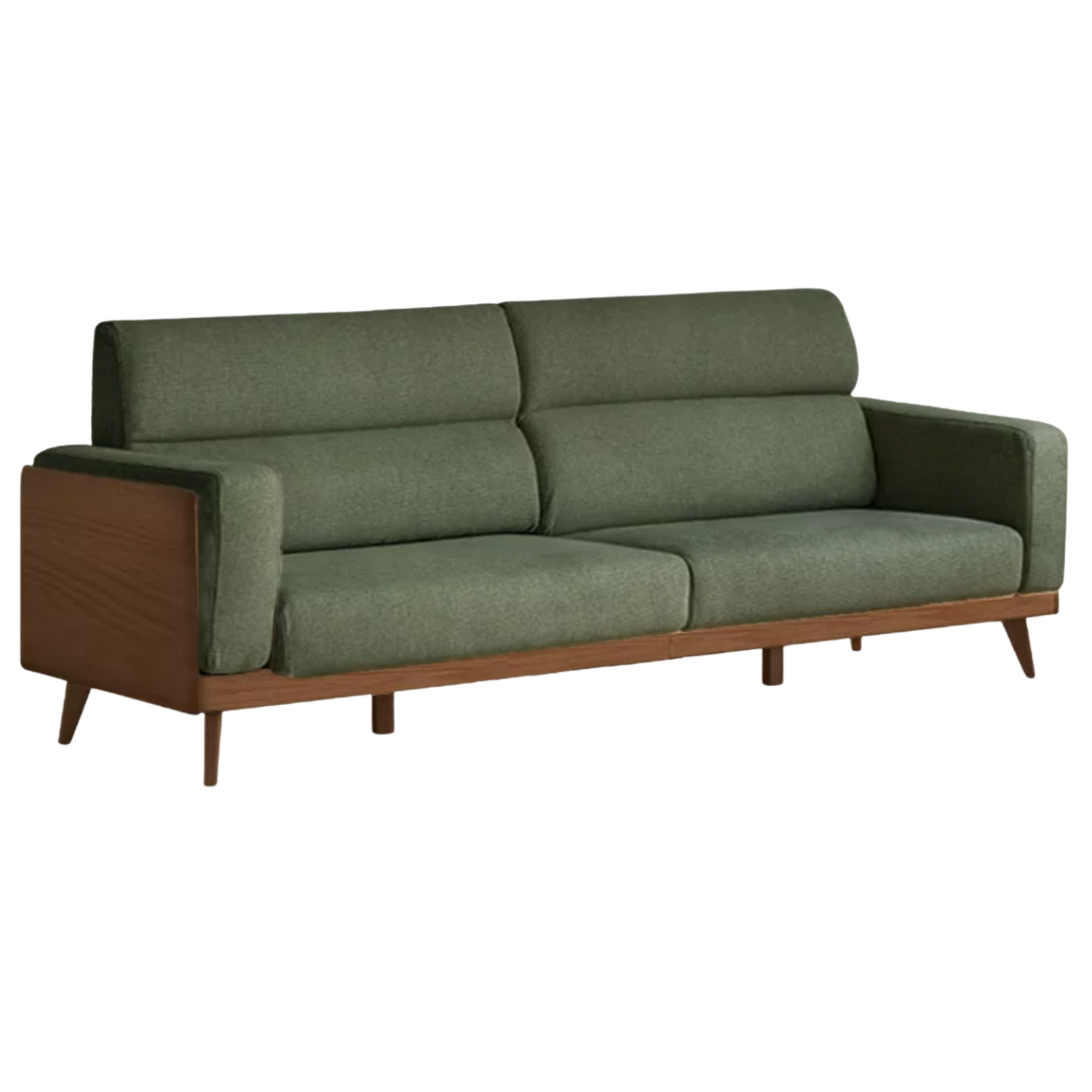 Black Walnut, Ash, Oak Solid Wood Minimalist Log Style Sofa with High Back