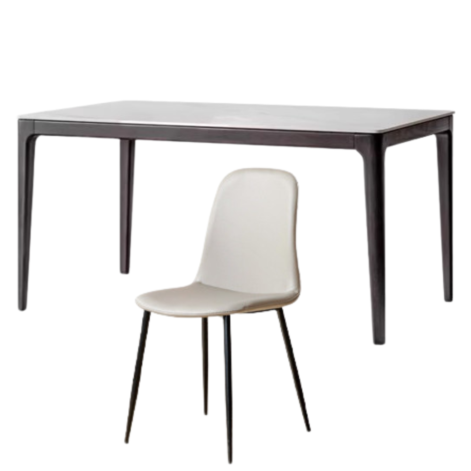 Oak Solid Wood, Solid RubberWood Dining Table Rock Slab Surface